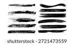 Brush strokes bundle. Vector paintbrush set. Painted lines and long shapes. Grunge design elements. Dirty distress texture

