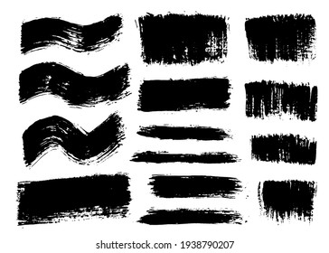 Brush strokes bundle. Vector paintbrush set. Painted lines and long shapes. Grunge design elements. Dirty distress texture