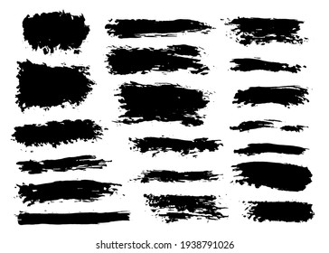 Brush strokes bundle. Vector paintbrush set. Painted lines and long shapes. Grunge design elements. Dirty distress texture