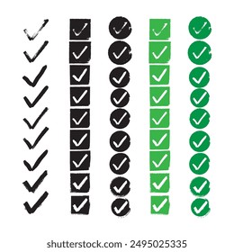 Brush Strokes Check Mark Set Vector Design.