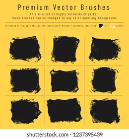 brush strokes collection. artistic hand painted brush set. monochrome ink. vector eps 8