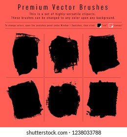 brush strokes collection. artistic hand painted brush set. monochrome ink. vector eps 8