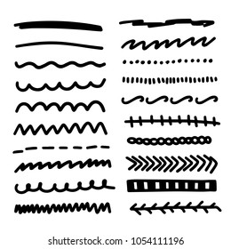 Brush strokes collection. Set of hanndrawn borders and dividers.