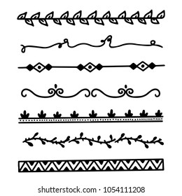 Brush strokes collection. Set of hanndrawn borders and dividers.
