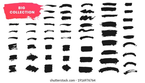 Colección de trazos de pincel. Conjunto de pincel de vectores. Elementos de textura de tinta gruesa
