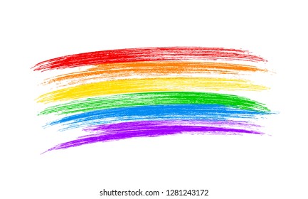 Brush strokes the colors of the rainbow isolated on white. LGBT community flag. Symbol of lesbian, gay pride, bisexual, transgender social movements. Easy to edit vector design template.