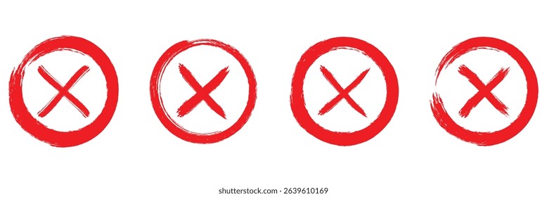 Brush strokes cross mark . check mark, tick mark, and cross brush sign checkmark.
