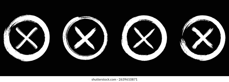 Brush strokes cross mark . check mark, tick mark, and cross brush sign checkmark.