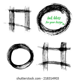 Brush strokes.  Drawing created in ink sketch handmade technique.  Vector illustration design element.