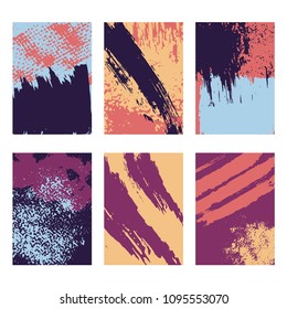 Brush strokes, dynamic design. Backgrounds for text. Abstract drawing. Vector set of backgrounds for design of postcards, posters, banners, vouchers, flyers, cover