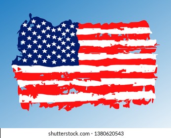 Brush strokes effect with america flag.