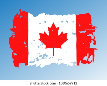 Brush strokes effect with canadian flag.