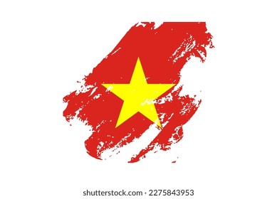 Brush strokes flag of Vietnam , Brush strokes drawn by hand. Vietnam Independence Day.