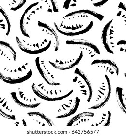 Brush strokes graphic seamless pattern in black and white. Artistic, modern, creative, fashion design. For print, digital paper, textile, fabric, hand drawn dry ink grunge textures.