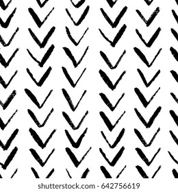 Brush strokes graphic seamless pattern in black and white. Artistic, modern, creative, fashion design. For print, digital paper, textile, fabric, hand drawn dry ink grunge textures.