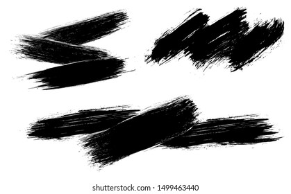 Brush strokes. Grunge design elements. Rectangle text boxes. Vector paintbrush set. Vector illustration.