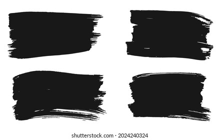 Brush strokes. Grunge design elements. Hand drawn in black and white. Vector illustration