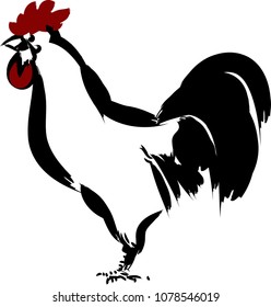brush strokes illustration cock,rooster 