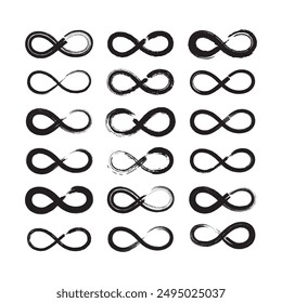 Brush Strokes Infinity Symbol Set Vector Design.