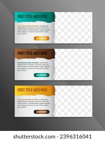 Brush strokes infographics options banner element. Vector illustration with space for photo. can be used for workflow layout, diagram, number options, web design. three steps information.