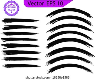 Brush strokes. Ink painting Set.  Flat Paint Brush Thin Lines.  Abstract Vector Lines. Transparent background. Black line, grunge brush strokes, ink paint set. Paint brushes. 