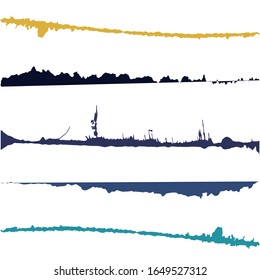 Brush strokes isolated. Ink painting. Set collection. Vector artwork.  