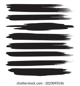 Brush strokes isolated. Ink painting. Set collection. Vector artwork. Black and white