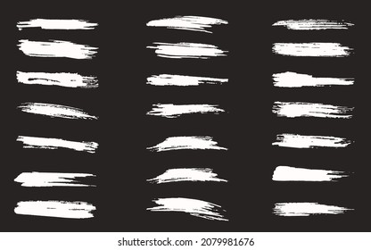Brush strokes isolated. Ink painting. Set collection. Vector artwork. Black and white