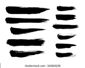 Brush strokes isolated. Ink painting. Set collection. Vector artwork. Black and white - Shutterstock ID 565843258