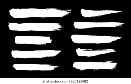 Brush strokes isolated. Ink painting. Set collection. Vector artwork. Black and white