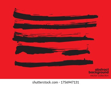 Brush strokes isolated on red background. Hand drawn illustrations. Usable for advertisement, banners, card, book cover, brochure, decoration, poster, web header template and etc.