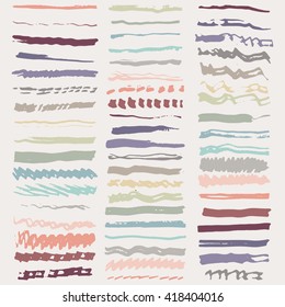 Brush strokes isolated on white background made in vector. Hand drawn brush stroke vector design element.  Modern Brush Texture. Brush Stroke. Dry Brush.Brush Collection.Brush Grunge.Brush Line.