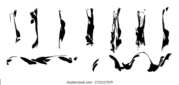 Brush strokes isolated , Ink painting. Set collection. Vector artwork.