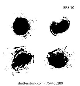Brush strokes isolated. Set of hand drawn design elements. Vector collection of black ink abstract textures. Grunge ink pen - vector Brush Stroke.Distressed quill. Black Modern Textured pen Stroke.