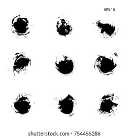 Brush strokes isolated. Set of hand drawn design elements. Vector collection of black ink abstract textures. Grunge ink pen - vector Brush Stroke.Distressed quill. Black Modern Textured pen Stroke.