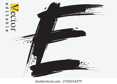 brush strokes letter E, E Font brush stroke art, drawn E letters Logo design. Brush stroke and texture, grunge Ink paint element, black ink brush stroke. Brushstroke Letter Logo Design.eps