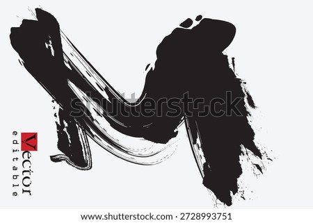 brush strokes letter M, Brush stroke and texture, grunge paint element, brush stroke art, black ink brush stroke on white background.Ink paint on brochure, Design elements.eps