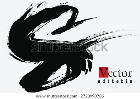 brush strokes letter S, Brush stroke and texture, grunge paint element, brush stroke art, Ink paint on brochure, black ink brush stroke on white background. Design elements.eps