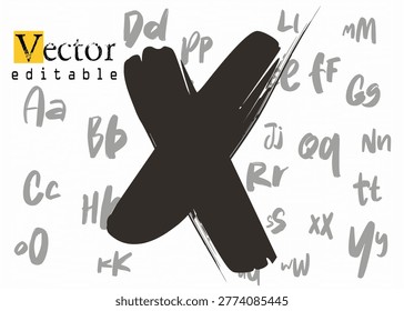 brush strokes letter X, Brush stroke and texture, grunge Ink paint element, X Font brush stroke art, drawn X letters Logo design. Brushstroke Letter Logo, black ink brush stroke.eps