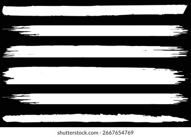 Brush strokes lines. Line underline brush pencil pen marker paint stroke. Collection of diverse black ink brush stroke textures and shapes for graphic design elements, grunge-style branding, abstract.
