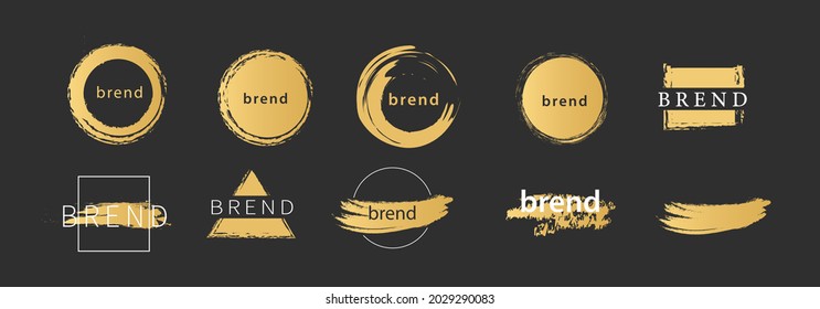 Brush strokes logo frame gold