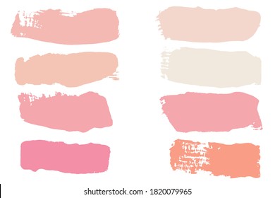 
Pinselstriche. Make-up-Kollektion. Kosmetische Pinselflecken, Vektorgrafik. Vektorset aus Lippenstift-Armbanduhren einzeln auf weiß. Grunge kosmetische Linien und Schlagstöcke. 

