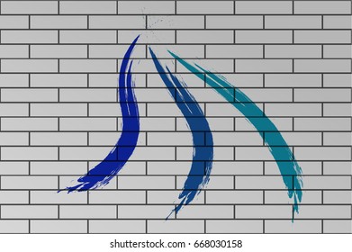 Brush strokes on white brick wall. Template vector illustration modern design textured wallpaper pattern old stone wall abstract high quality artwork three painter web mobile app print paint