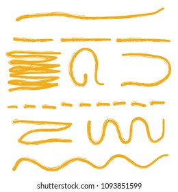 Brush strokes, brush strokes of orange color. Flat design, vector illustration, vector.