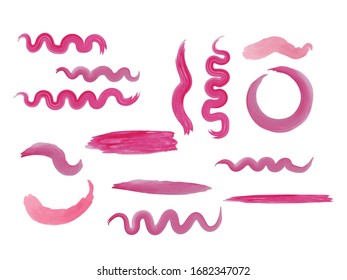 Brush Strokes Original Vector Set. Handmade Design Elements. Multicolor Grunge Smears Traces. Brush Stroke Template. Hand Paint Smears Collection.