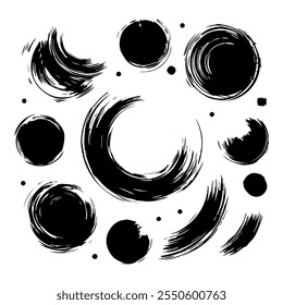Pinceladas. Conjunto de pincel de pintura. Elemento de diseño Grunge. textura de fondo