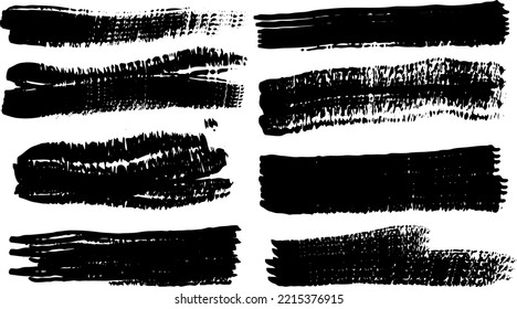 Brush strokes paint, Vector paintbrush set, Dirty distress texture banners.  Grunge design elements, Grungy painted objects.