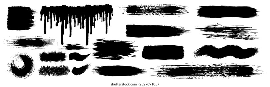 Brush strokes of paint.Black brush background texture.Ink paint.