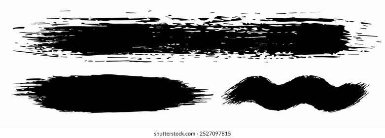 Pinceladas de pintura. Textura de fondo de pincel negro. Pintura de tinta.	