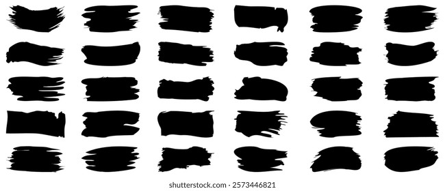 Brush strokes, Paintbrush collection. Grunge design elements. Lines hand drawn paint brush stroke. Vector set isolated on white background.